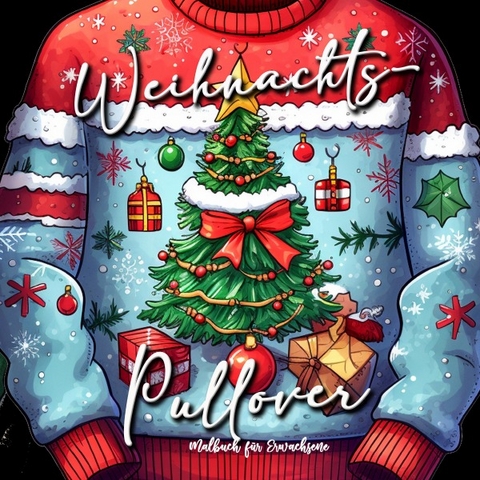 Weihnachts-Pullover Malbuch für Erwachsene - Monsoon Publishing, Musterstück Grafik