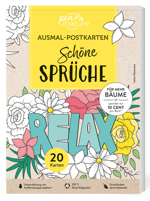 Ausmal-Postkarten Schöne Sprüche | 20 Karten