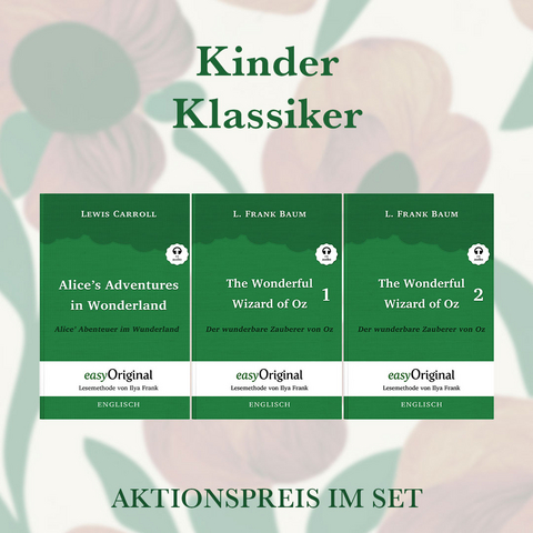 Kinder Klassiker Kollektion (Bücher + 3 MP3 Audio-CDs) - Lesemethode von Ilya Frank - Zweisprachige Ausgabe Englisch-Deutsch - Lewis Carroll, L. Frank Baum