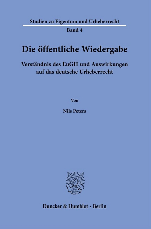 Die öffentliche Wiedergabe. - Nils Peters