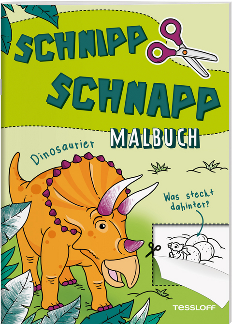 Schnipp Schnapp Malbuch. Dinosaurier. Was steckt dahinter?