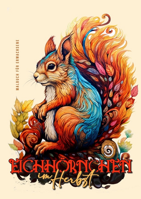 Eichhörnchen im Herbst Malbuch für Erwachsene - Monsoon Publishing, Musterstück Grafik