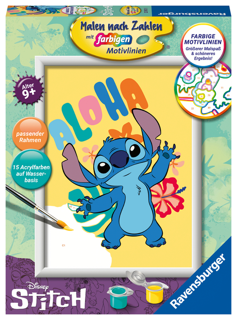 Ravensburger CreArt 23767 - Disney Stitch - Malen nach Zahlen Stitch für Kinder ab 9 Jahre