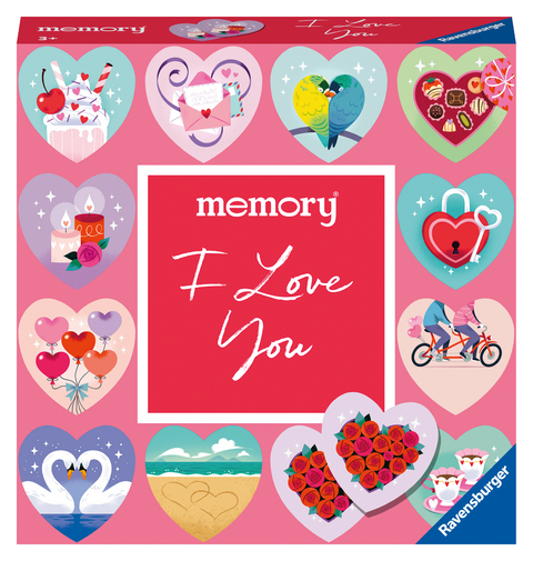 Ravensburger 22398 memory® moments - I love you, Ravensburger Spieleklassiker für 2 bis 6 Spieler ab 3 Jahren mit 24 in Herzform gestanzten Kartenpaaren - William H. Hurter