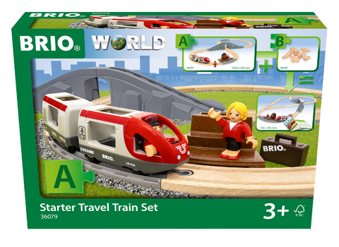 BRIO World – 36079 Reisezug Starter Set A | 22-teiliges Holzspielzeugzugset für Kinder ab 3 Jahren