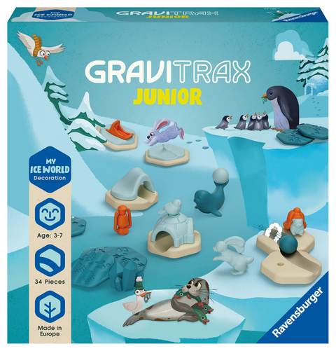 Ravensburger GraviTrax Junior Extension Ice 23748 - Murmelbahn überwiegend aus nachwachsenden Rohstoffen mit Themenwelten, Lernspielzeug und Konstruktionsspielzeug für Jungs und Mädchen ab 3 Jahren