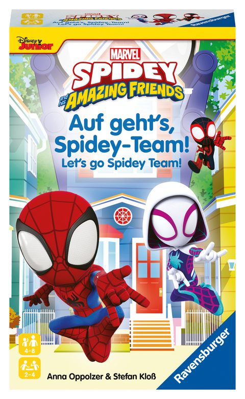 Ravensburger 22594 Spidey and his Amazing Friends - Auf geht's, Spidey-Team! - Mitbringspiel für 2-4 Spieler ab 4 Jahren in dem Spidey und seine heldenhaften Super-Freunde um die Wette klettern - Anna Oppolzer, Stefan Kloß