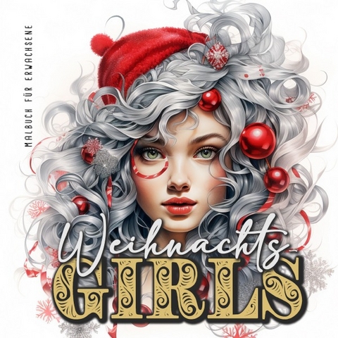 Weihnachtsgirls Malbuch für Erwachsene - Monsoon Publishing, Musterstück Grafik