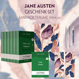 Jane Austen Geschenkset - 7 Bücher (Hardcover + Audio-Online) + Marmorträume Schreibset Premium - Jane Austen