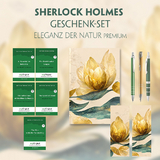 Sherlock Holmes Geschenkset - 5 Bücher (mit Audio-Online) + Eleganz der Natur Schreibset Premium - Arthur Conan Doyle