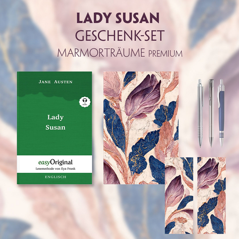 Lady Susan Geschenkset (Hardcover + Audio-Online) + Marmorträume Schreibset Premium - Jane Austen