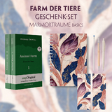 Farm der Tiere Geschenkset - 2 Teile (Buch + Audio-Online) + Marmorträume Schreibset Basics - George Orwell