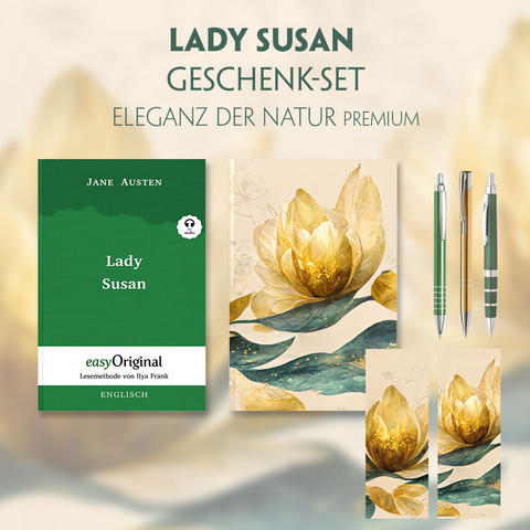 Lady Susan Geschenkset (Softcover + Audio-Online) + Eleganz der Natur Schreibset Premium - Jane Austen