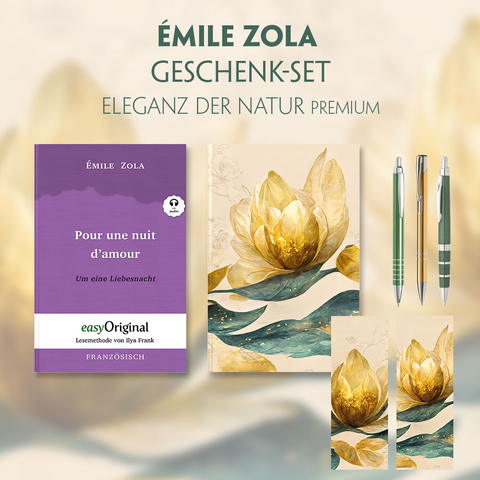 Émile Zola Geschenkset (mit Audio-Online) + Eleganz der Natur Schreibset Premium - Émile Zola