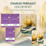 Charles Perrault Geschenkset - 3 Bücher (mit Audio-Online) + Eleganz der Natur Schreibset Basics - Charles Perrault