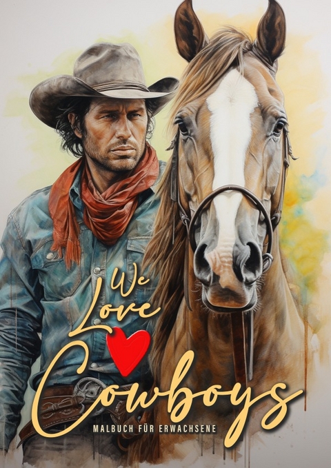 We love Cowboys Malbuch für Erwachsene - Monsoon Publishing, Musterstück Grafik