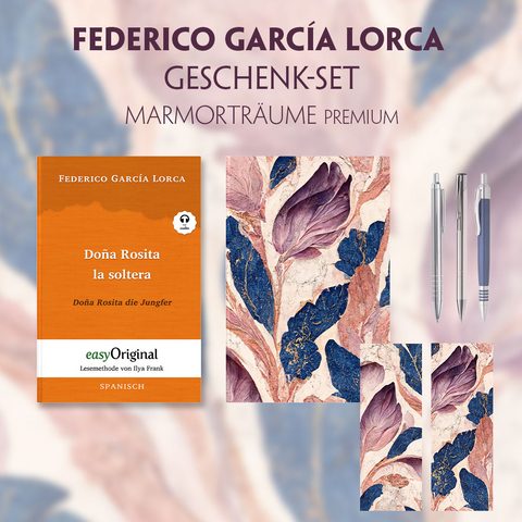 Doña Rosita la soltera Geschenkset (Buch mit Audio-Online) + Marmorträume Premium - Federico García Lorca