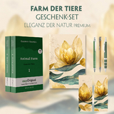 Farm der Tiere Geschenkset - 2 Teile (Buch + Audio-Online) + Eleganz der Natur Schreibset Premium - George Orwell