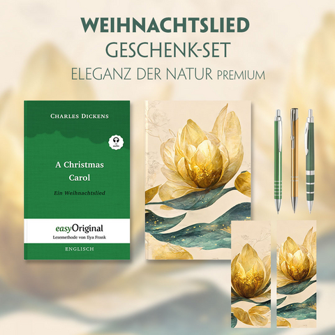 Ein Weihnachtslied Geschenkset (Hardcover + Audio-Online) + Eleganz der Natur Schreibset Premium - Charles Dickens