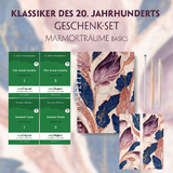 Klassiker des 20. Jahrhunderts Geschenkset - 4 Bücher (mit Audio-Online) + Marmorträume Schreibset Basics - F. Scott Fitzgerald, George Orwell