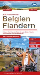 ADFC-Radtourenkarte BEL 1 Belgien Flandern 1:150.000, reiß- und wetterfest, E-Bike geeignet, GPS-Tracks Download, mit Kilometer-Angaben - 