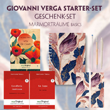 Vita dei campi Starter-Paket Geschenkset - 3 Bücher (mit Audio-Online) + Marmorträume Schreibset Basics - Giovanni Verga