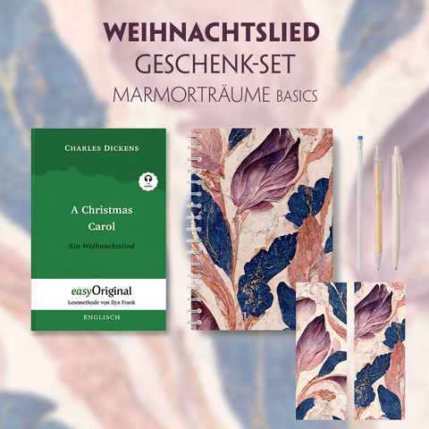 Ein Weihnachtslied Geschenkset (Hardcover + Audio-Online) + Marmorträume Schreibset Basics - Charles Dickens