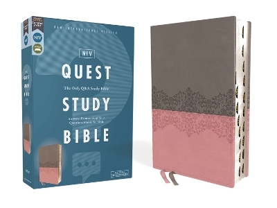 NIV, Quest Study Bible, Leathersoft, Gray/Pink, Thumb Indexed, Comfort Print