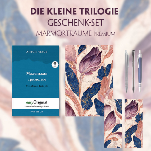 Die kleine Trilogie Geschenkset (Buch mit Audio-Online) + Marmorträume Schreibset Premium - Anton Pawlowitsch Tschechow