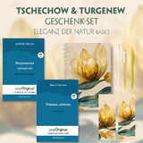 Tschechow & Turgenew Geschenkset - 2 Bücher (Hardcover mit Audio-Online) + Eleganz der Natur Schreibset Basics - Anton Pawlowitsch Tschechow, Iwan Turgenew