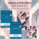 Gogol & Puschkin Geschenkset - 2 Bücher (mit Audio-Online) + Marmorträume Schreibset Premium - Nikolai Wassiljewitsch Gogol, Alexander Puschkin