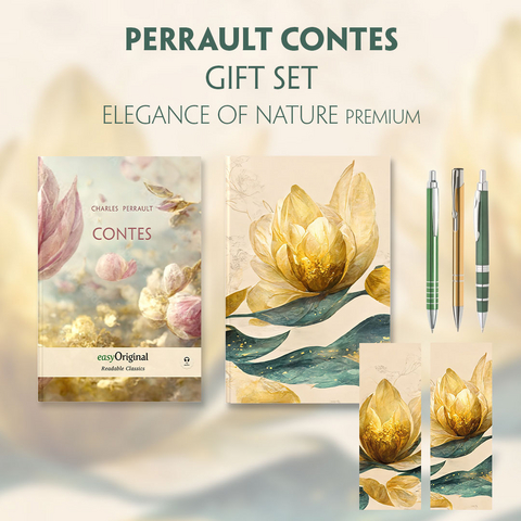 Contes (with audio-online) Readable Classics Geschenkset + Eleganz der Natur Schreibset Premium - Charles Perrault