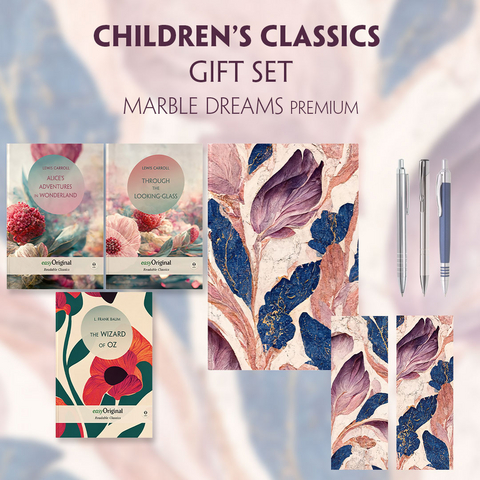 Children's Classics Books-Set (with audio-online) Readable Classics Geschenkset + Marmorträume Schreibset Premium - Lewis Carroll, L. Frank Baum