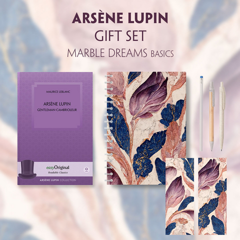 Arsène Lupin, gentleman-cambrioleur (with audio-online) Readable Classics Geschenkset + Marmorträume Schreibset Basics - Maurice Leblanc