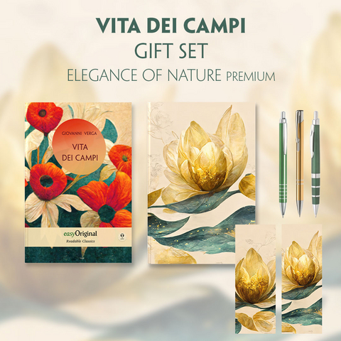 Vita dei campi (with audio-online) Readable Classics Geschenkset + Eleganz der Natur Schreibset Premium - Giovanni Verga