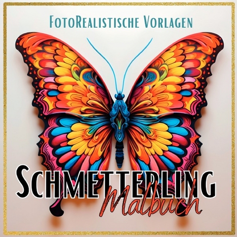 Black Midnight- Animals / Malbuch Schmetterling „Fotorealistisch“. - Lucy´s Schwarze Malbücher