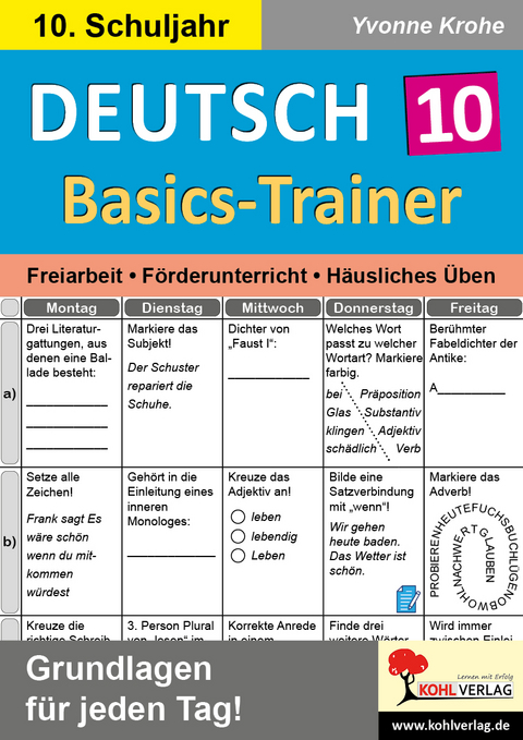 Deutsch-Basics-Trainer Klasse 10 - Yvonne Krohe