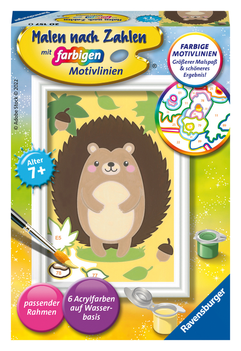 Ravensburger CreArt 10157 - Kleiner Igel - Malen nach Zahlen für Kinder ab 7 Jahre