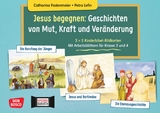 Jesus begegnen: Geschichten von Mut, Kraft und Veränderung. 3 x 5 Kinderbibel-Bildkarten. Mit Arbeitsblättern für Klasse 3 und 4. Kamishibai Bildkartenset - Catharina Fastenmeier