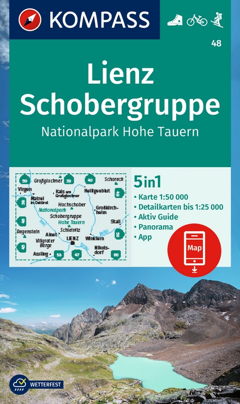 KOMPASS Wanderkarte 48 Lienz, Schobergruppe, Nationalpark Hohe Tauern 1:50.000