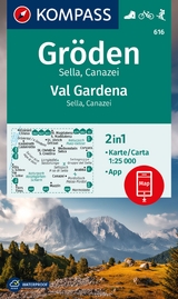 KOMPASS Wanderkarte 616 Gröden / Val Gardena, Sella, Canazei 1:25.000