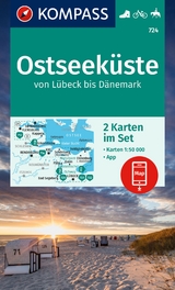 KOMPASS Wanderkarten-Set 724 Ostseeküste von Lübeck bis Dänemark (2 Karten) 1:50.000 - 