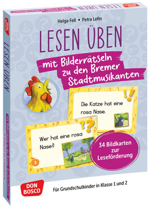 Lesen üben mit Bilderrätseln: Die Bremer Stadtmusikanten. 34 Bildkarten zur Leseförderung - Helga Fell