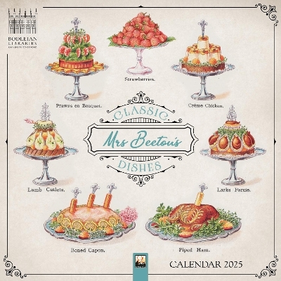 Bodleian Library: Mrs Beetons Classic Dishes Wall Calendar 2025 - Flame Tree