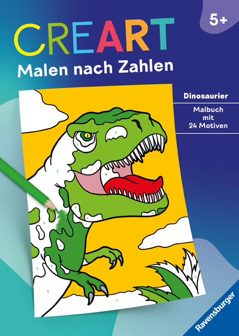 Ravensburger CreArt Malen nach Zahlen ab 5 Dinosaurier - 24 Motive