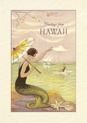 Vintage Lined Notebook Greetings from Hawaii, Mermaid