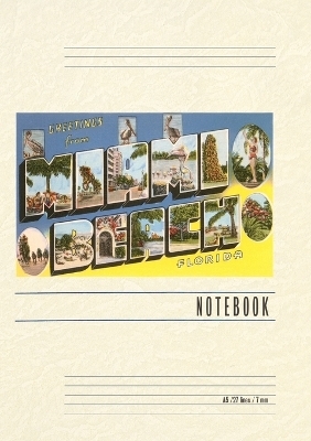 Vintage Lined Notebook Greetings from Miami Beach, Florida