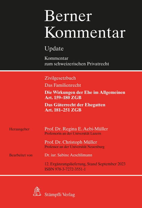 Eherecht, Art. 159–251 ZGB, 12. Ergänzungslieferung - 