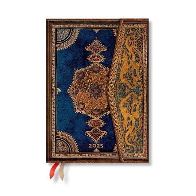 Safavid Indigo (Safavid Binding Art) Midi 12-month Vertical Hardback Dayplanner 2025 (Wrap Closure) -  Paperblanks