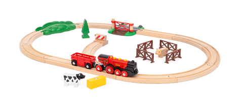 BRIO World - 36029 Rote Lola Bauernhof Zugset | Zugset für Kinder ab 3 Jahren